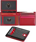 VATAN Wallet for Men Slim RFID Blocking Leather Credit Card Holder Wallet for 15 Cards, Bifold Minimalist Thin Wallet with 2 ID Windows & Cash Slot, with Gift Box (Carbon Fiber Black)