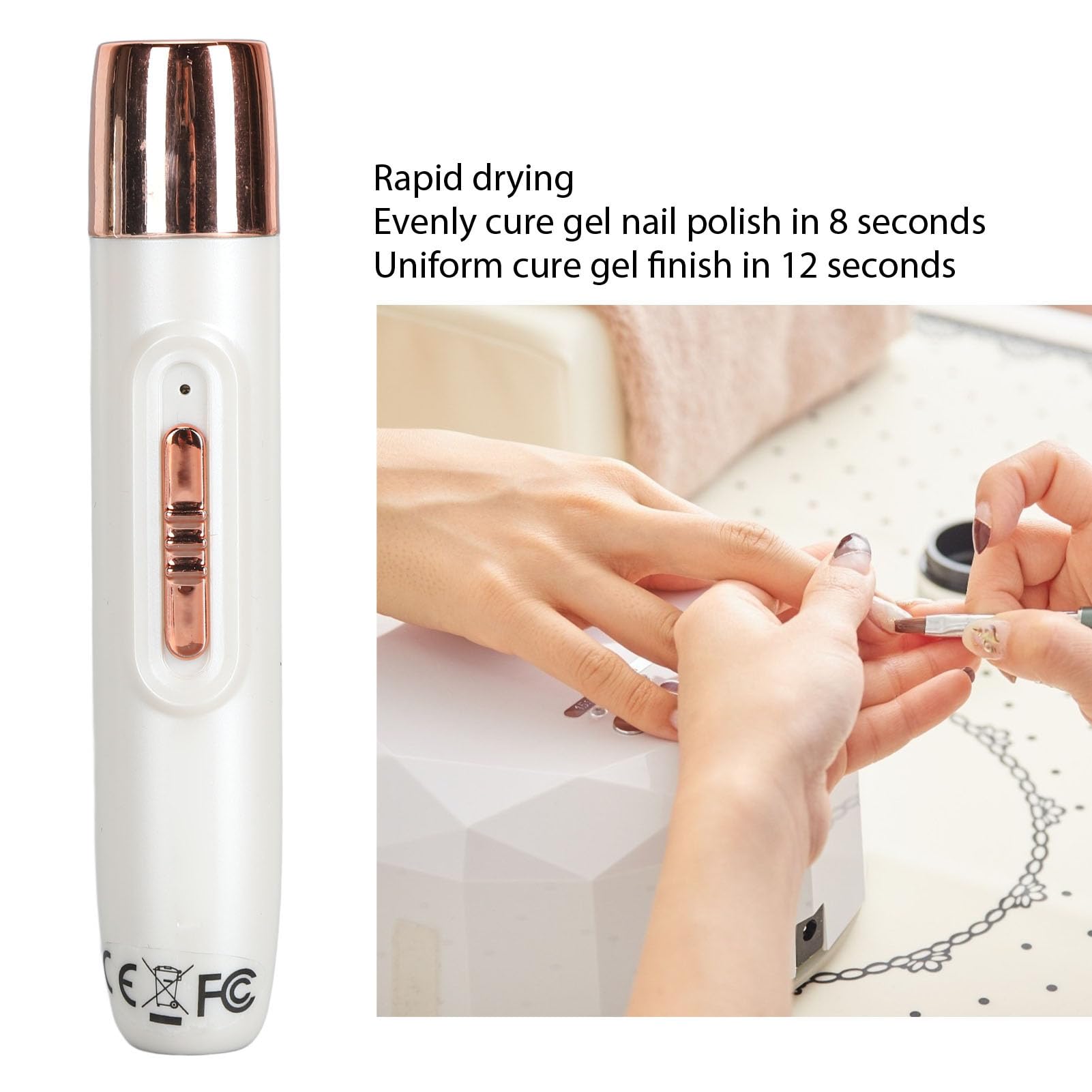 BTSEURY Nail Lamp, Mini Nail Lamp, Portable Handheld Cordless Nail Dryer USB Rechargeable Small Nail Lamp for Gel Nail (A)