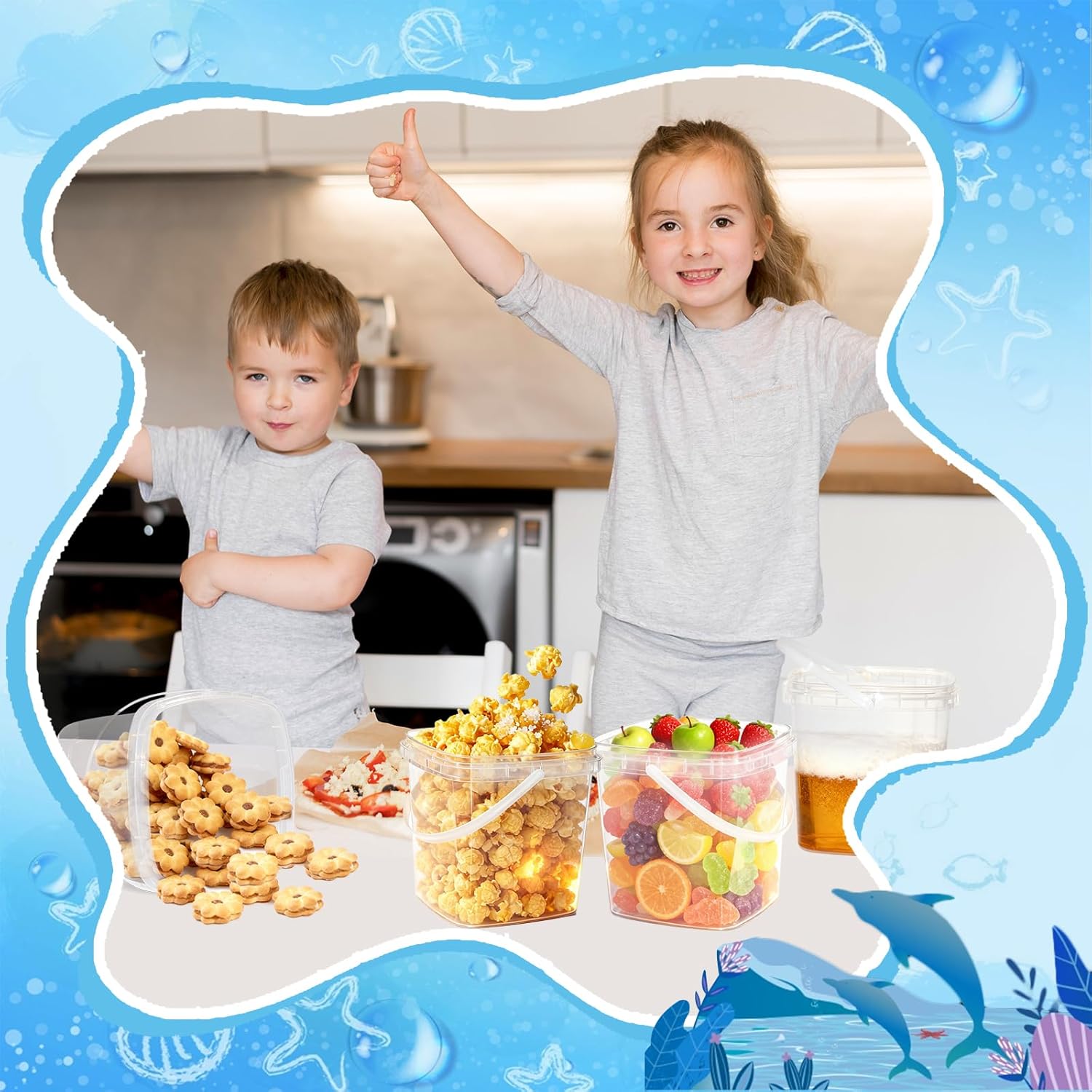 UZE 68 oz Square Deli Containers with Lids (24-Pack) - Clear Plastic Food Storage Containers with Handles, Airtight Leakproof Stackable Containers for Meal Prep, Restaurant, Kitchen Organization - Image 5