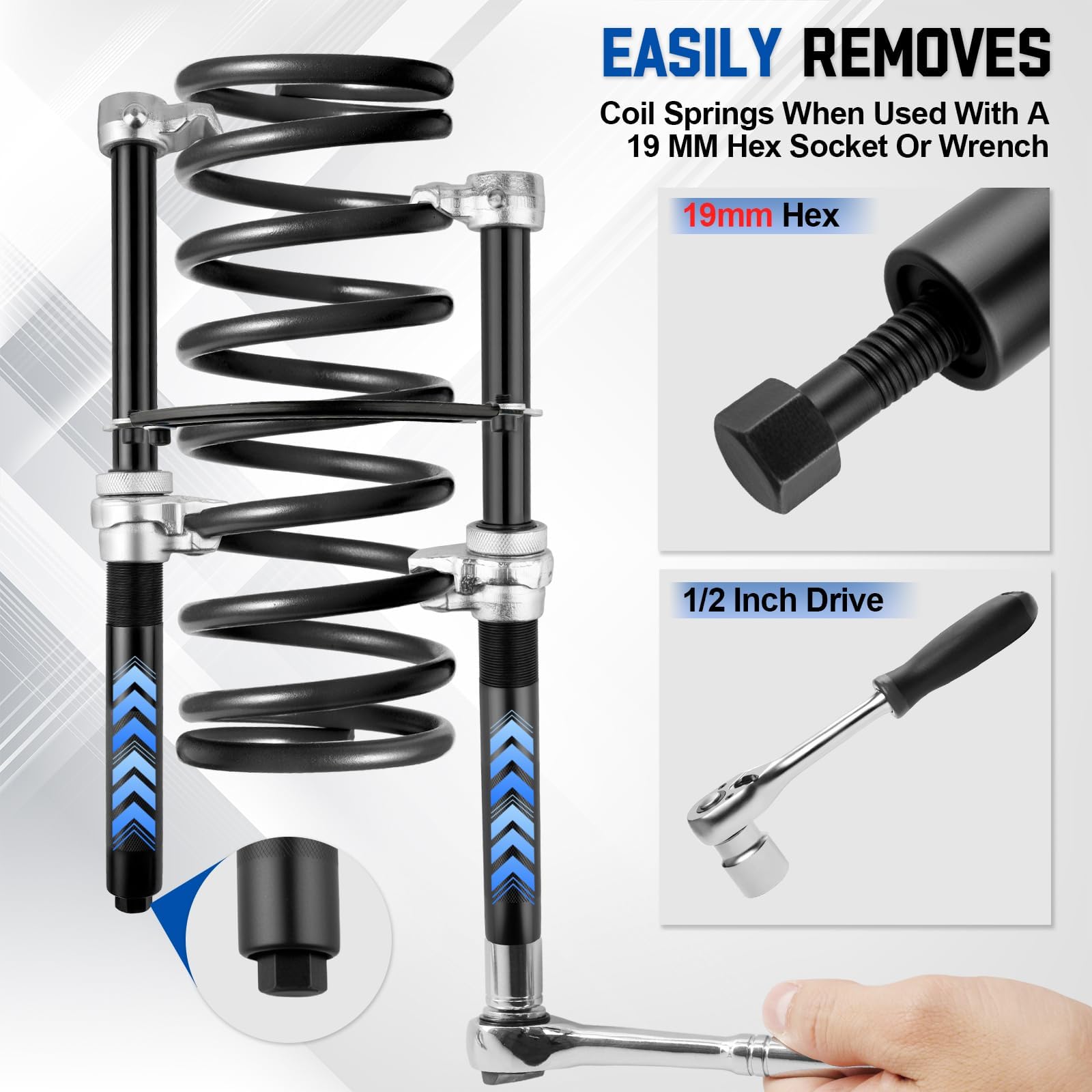 2 Piezas Set Tensor de Muelle Universal para vehículos, Herramienta para amortiguadores de Auto, Carga 1,2T,para turismos, Camiones, ATV y UTV