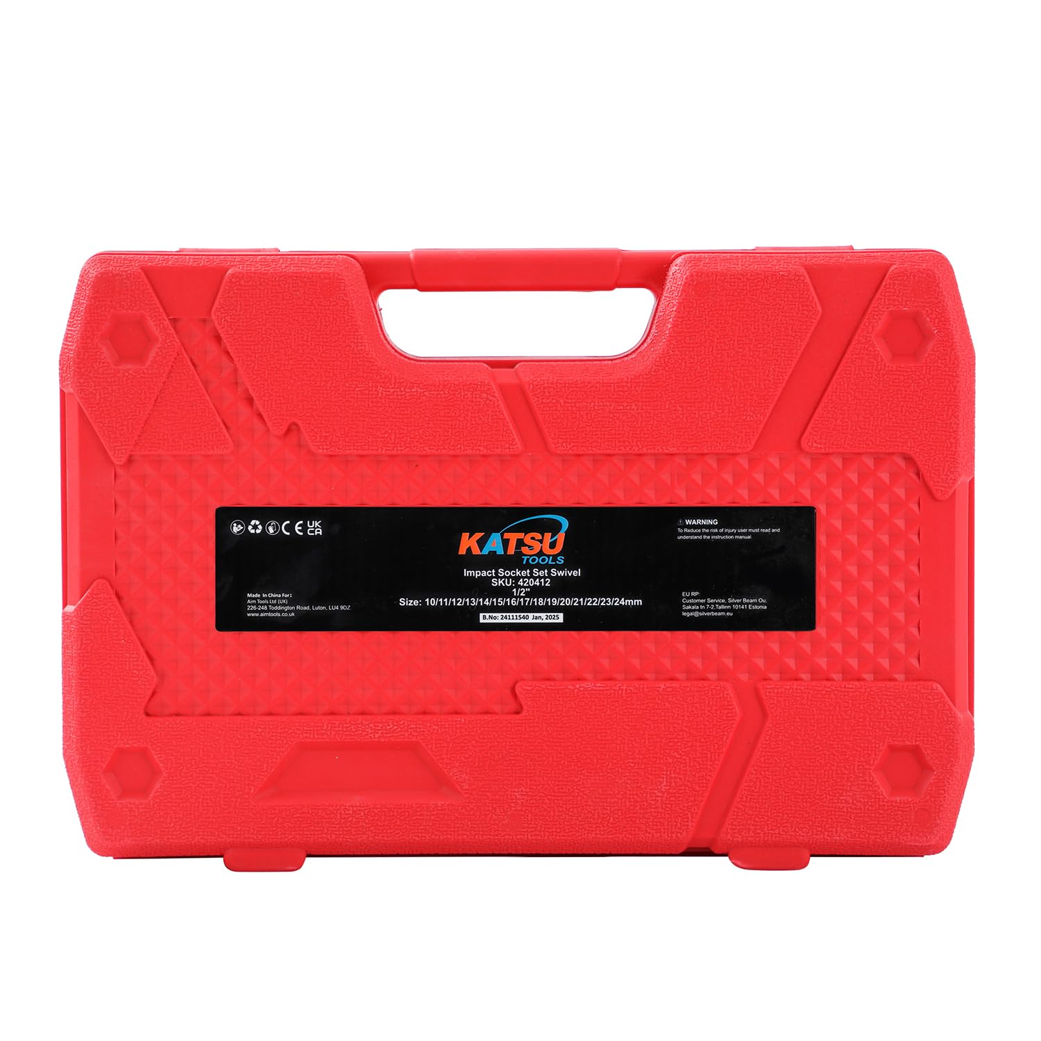KATSU Tools 15 uds Llaves Vaso Impacto Giratorias 1/2", 10-24mm, 6 Puntas, CR-MO Acero, Universales 420412