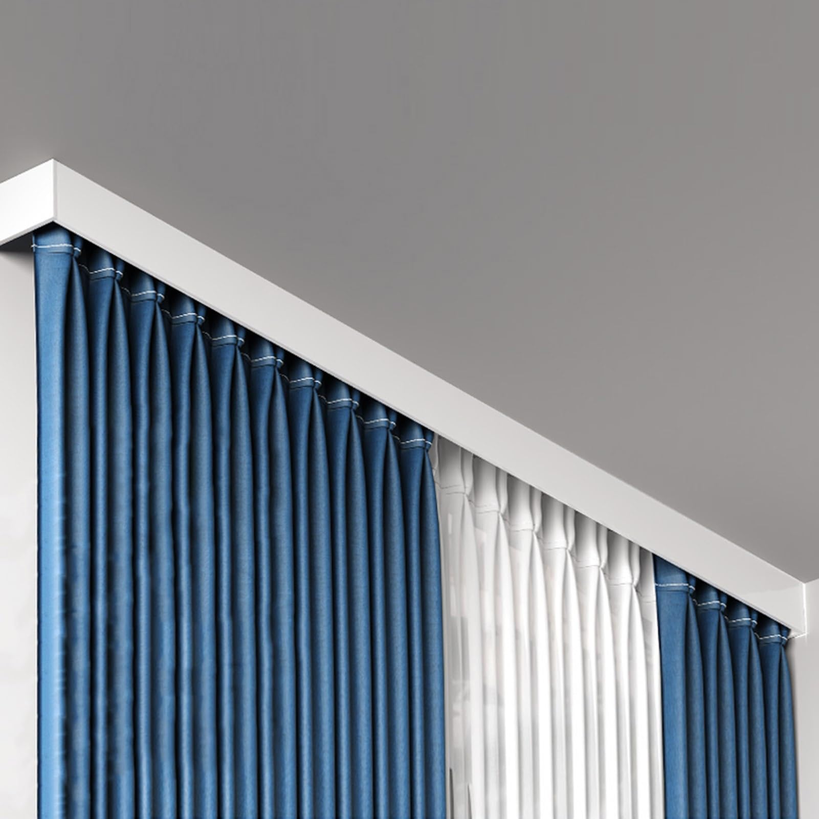 Rieles para Cortinas Cubre Barra de Cortina de Techo, Caja para Cenefa Opaca, Panel de Cenefa Sin Rieles, Cornisas Decorativas para Ventanas(White,4m (13.1ft))