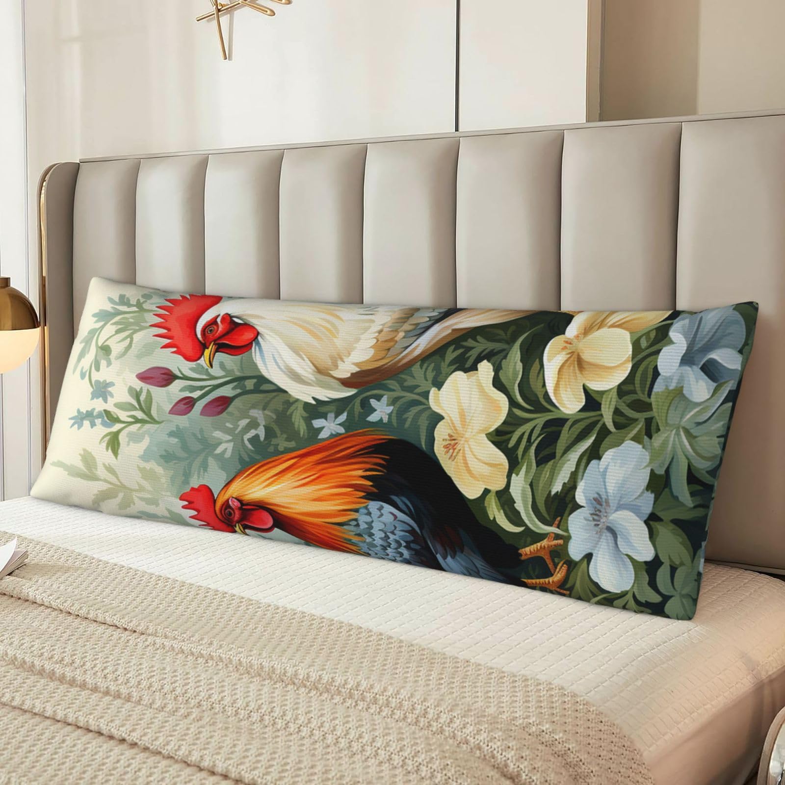 Fodpand Women's Black Rooster Body Pillow Cover 20X54 Inches Soft Microfiber Long Pillow Case For Sleeping & Side Sleepers Comfy Breathable Decorative Body Pillowcase Gifts For Men