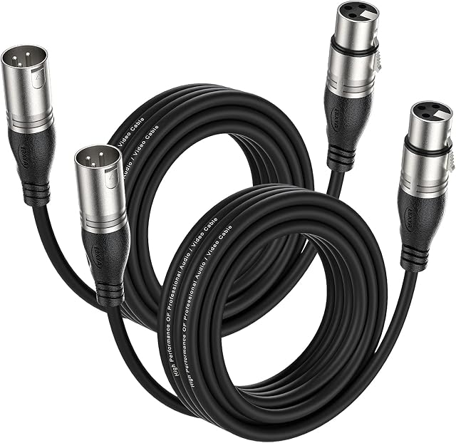 EBXYA XLR Cable Microphone Cable 5M 2Pack - Premium 3-Pin Balanced XLR Male to Female Mic Cable DMX Cable XLR Patch Cords
