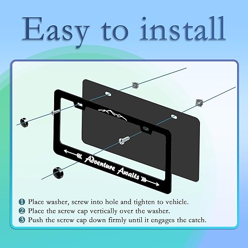 Miniatura 3 de Marco de matrícula, Adventure Awaits - Marcos decorativos de aluminio para placa de automóvil, marco de metal inoxidable para mujeres y hombres,