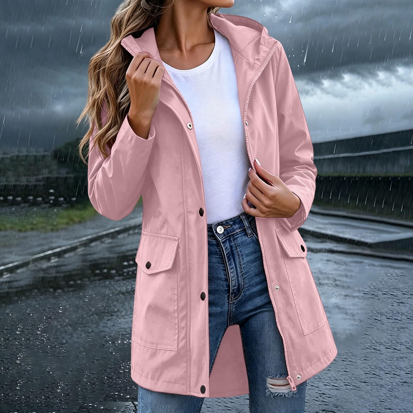 Generisch Lange Jacke für Outdoor-Aktivitäten, leichter Windbreaker, ideal für Freizeit Wanderungen