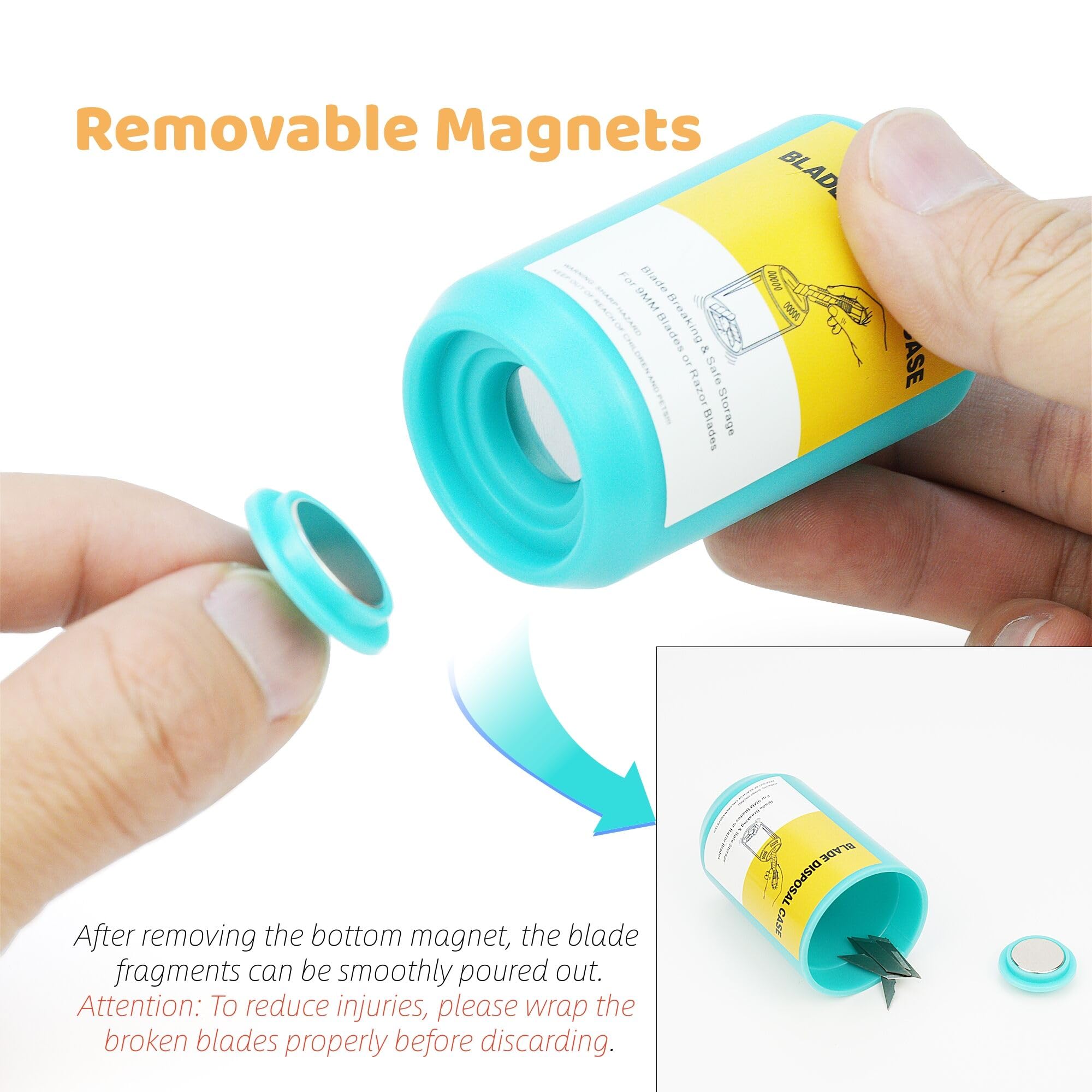 Étui à lame magnétique et Snapper pour couteau à clipser de 9 mm, poubelle réutilisable pour lames de rasoir de sécurité, organisateur de rangement sécurisé pour travaux manuels, bricolage et atelier