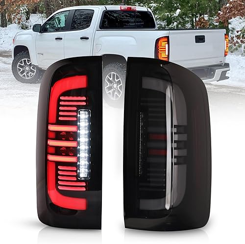 AUTOWIKI Luces traseras para Chevy Colorado 2015-2022 - Luces traseras LED completas estilo tubo para lámparas de freno de Colorado 15-22, lente