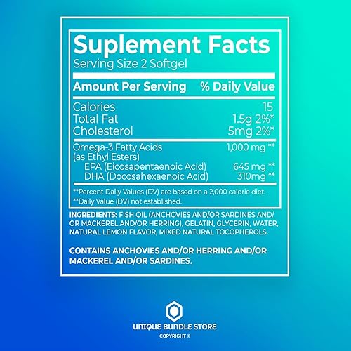 Miniatura 4 de Omega 3 1000 MG, soporte proactivo, aceite de pescado Omega 3, suplemento dietético mini de aceite de pescado, 120 unidades + organizador de