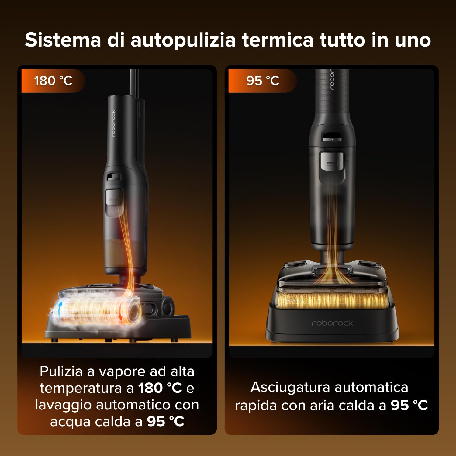 roborock F25 Steam Aspirapolvere Lavapavimenti a Vapore Senza Fili | Aspirazione 25 kPa,Lavaggio ad Alta Temperatura 95°C, Snodabile a 180° Piatto, Autonomia 80 Min,Anti-groviglio capelli