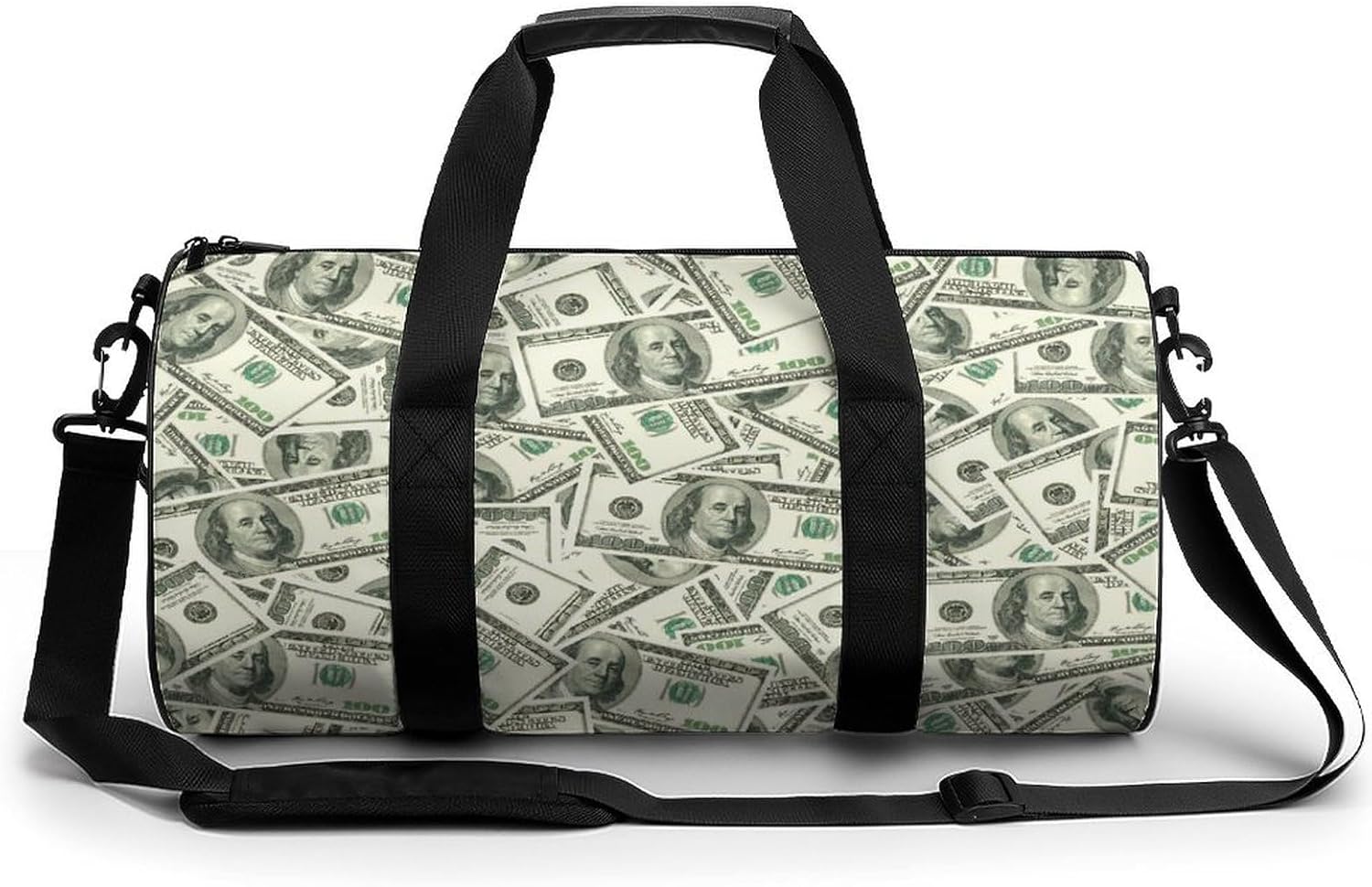 Money Hundred Dollar Bills Print Gym Sport Bag Travel Duffel Bags Weekender Carry on Tote Bags for Women Men