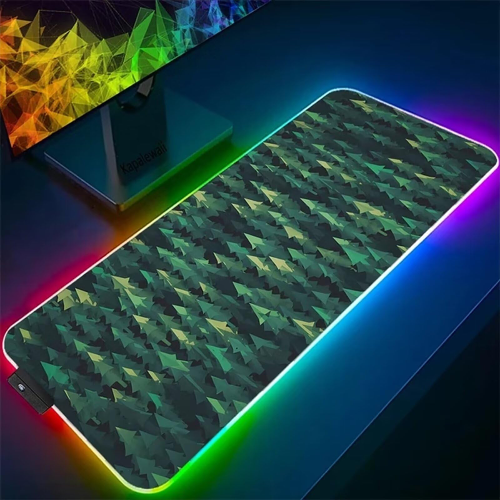 Tappetino per Mouse RGB XXL Grande Tappetino per Mouse da Gioco LED Foresta 900x400x4mm con 14 Modalità di Illuminazione e Base in Gomma Antiscivolo per Giochi Lavoro e Studio