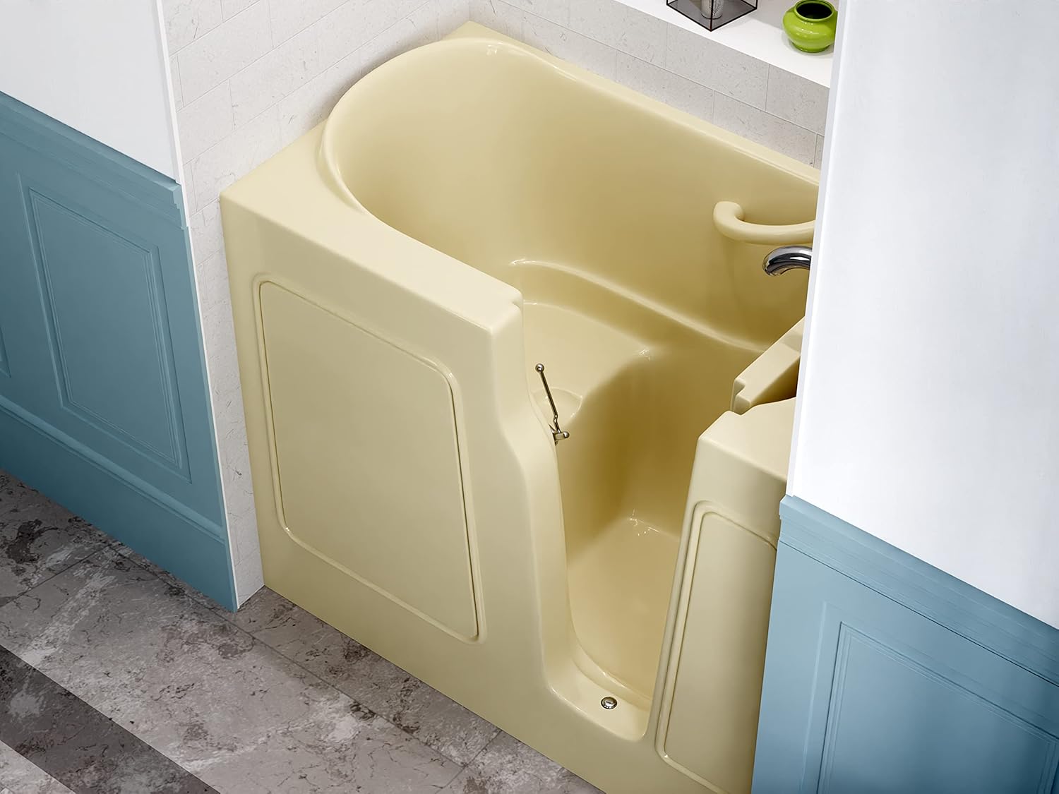 ANZZI Walk In Tub 46'' x 26" in Biscuit Color, Therapeutic ADA Compliant Tub, Slip-Resistant with a Safe Reach Grab, Quick Fill, Handheld Shower, Easy Install, No Wiring - AMZ2646RBS