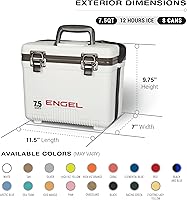 Vista 2 de Engel UC7 7.5qt a prueba de fugas, hermético, enfriador de caja de secado y pequeña lonchera rígida para hombres y mujeres