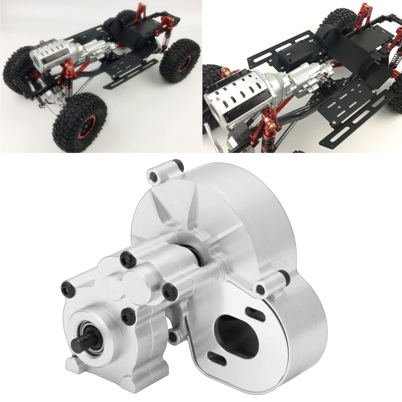 AXIAL SCX10 1/10 zdalnie sterowany samochód przekładnia skrzyni biegów RC z przekładnią silnika (srebrna)