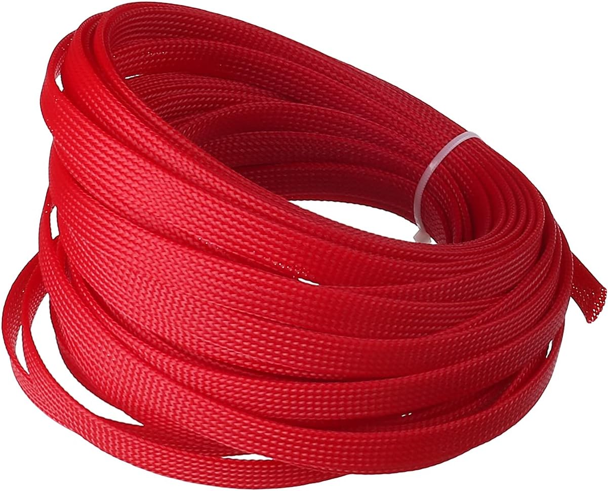 Othmro 32.8FT PET Flexible Expandable Braided Cable Sleeve, 10mm Width Wire Loom Sleeving and Organizer, Protect for TV, Audio, PC Cords from Pets Chewing Red 1pcs : Electronics