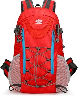 Hiking Backpack 40L, Outdoor Water repelling Nylon Trekking Pack, Lightweight Camping Backpack with Multiple Pockets for Travel Walking (Red)