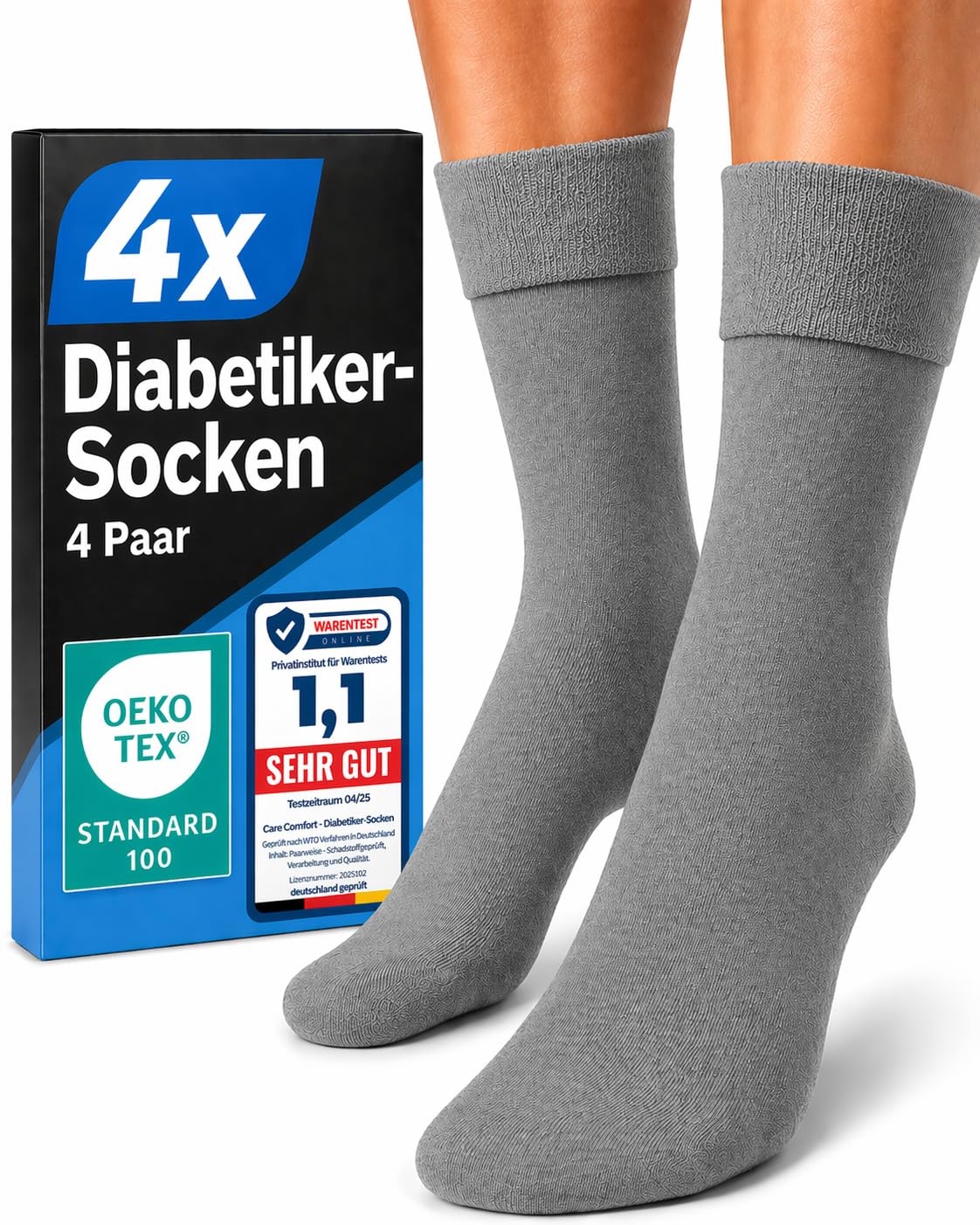 CORE GORIMO - 4 Paar - Diabetikersocken ohne Gummibund Herren und Damen - hochwertige Baumwolle - Diabetikersocken Herren und Diabetiker Socken Damen für jede Lebenslage