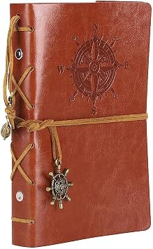Retro Vintage Denizcilik Defteri Klasik PU Deri Kapak Not Defteri Seyahat G nl  Seyahat Dergisi Doldurulabilir Eskiz Defteri Spiral Halka Binder G nl  Bo  Sayfalar, Astars z Ka t, Retro Kolye, Klasik Kabartmal  130x185 mm, Kahverengi