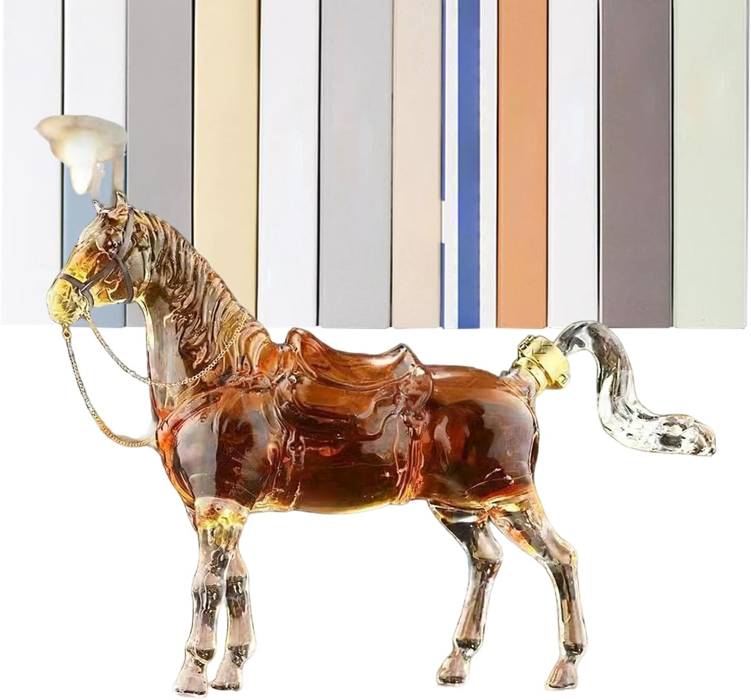 ワインボトル, 馬の形をした透明ガラスのウイスキー容器, 透明カクテルボトル, 保存用 飲料 酒 ホームバー パーティー装飾 キッチ