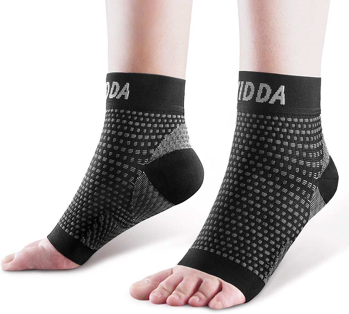 Plantar Fasciitis Socks with Heel Arch Support, Compression Sleeve, Ideal for Arthritis Pain Relief and Suitable for Sports, Ankle Brace for Men and Women, L, Black Pair