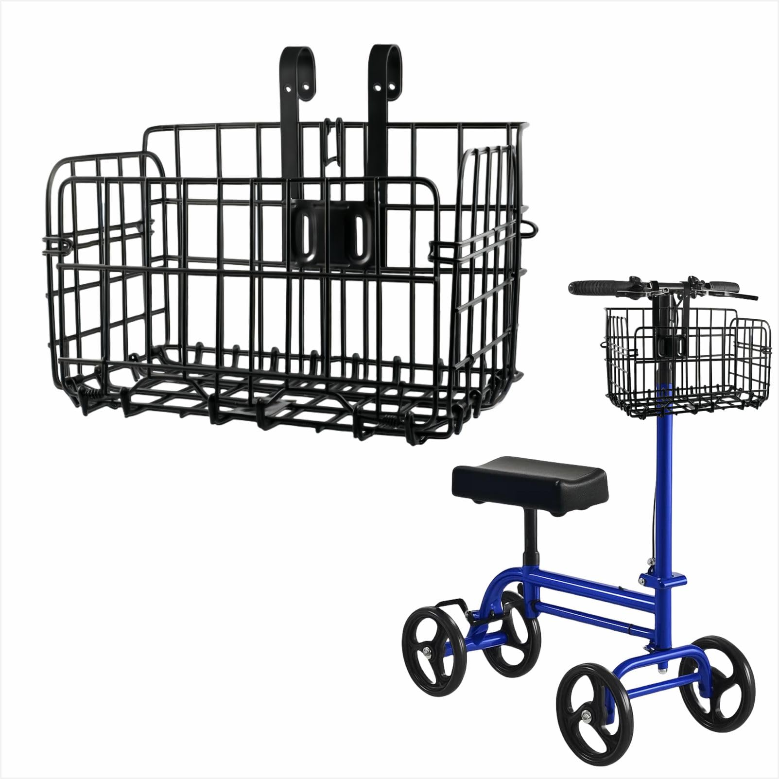 Knee Scooter Basket Accessory, Universal Removable Basket for Knee Scooters, Walkers & Bicycles, Portable Design for Shopping, Outings & Daily Use,