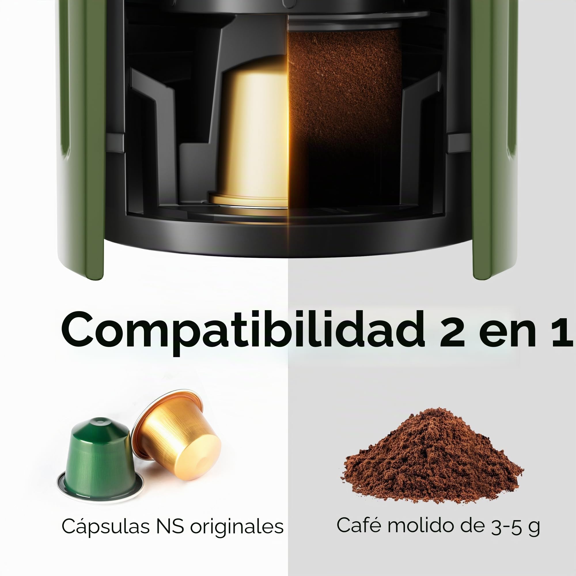 HIBREW H4D - Cafetera espresso manual para acampar y viajar, cafetera portátil con bomba de mano, taza integrada, compatible con café molido 2 en 1 y cápsulas originales Nes