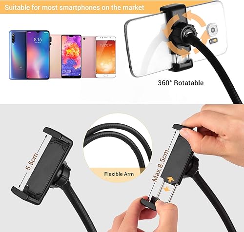 Miniatura 3 de Mini anillo USB con clip de 3.5 pulgadas, lámpara de relleno de luces duales, 3 modos, diseño de brazos flexibles regulables con soporte para