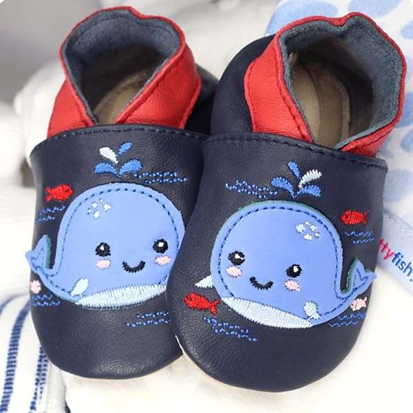Dotty Fish Unisex Soft Leather Shoes, Unisex Baby First Walker Shoe - 3