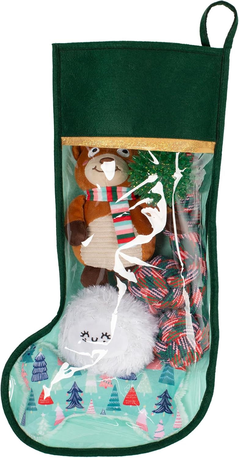 Fringe Studio Pet Toy, Happy Pawlidays Dog Toy Stocking 6 Piece Set, PetShop Collection (630020)