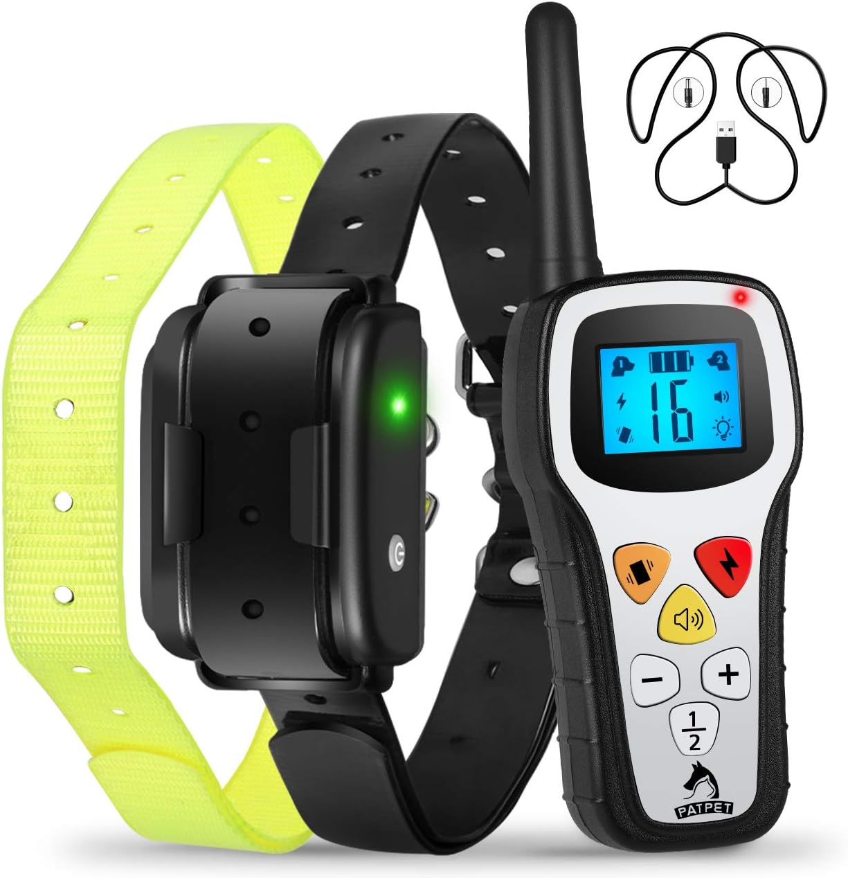 Patpet Pro Dog Training Collar with Remote, IPX7 Waterproof Rechargeable Dog Shock Collar, 1300ft Long Remote Range, Beep/Vibrate/Shock E-Collar for Small Medium Large Dogs, Auto Pair&Safe Buttons