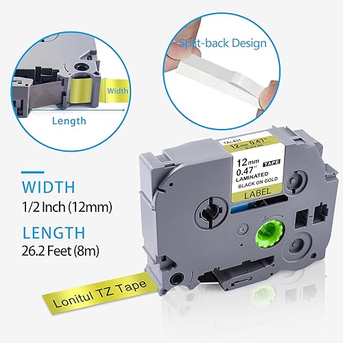 Vista 41 de Cinta para etiquetadora de 0.354 in TZe-221 de repuesto para Brother TZe TZ Cinta laminada de 0.354 in 0.35 pulgadas (negro sobre blanco) P Touch