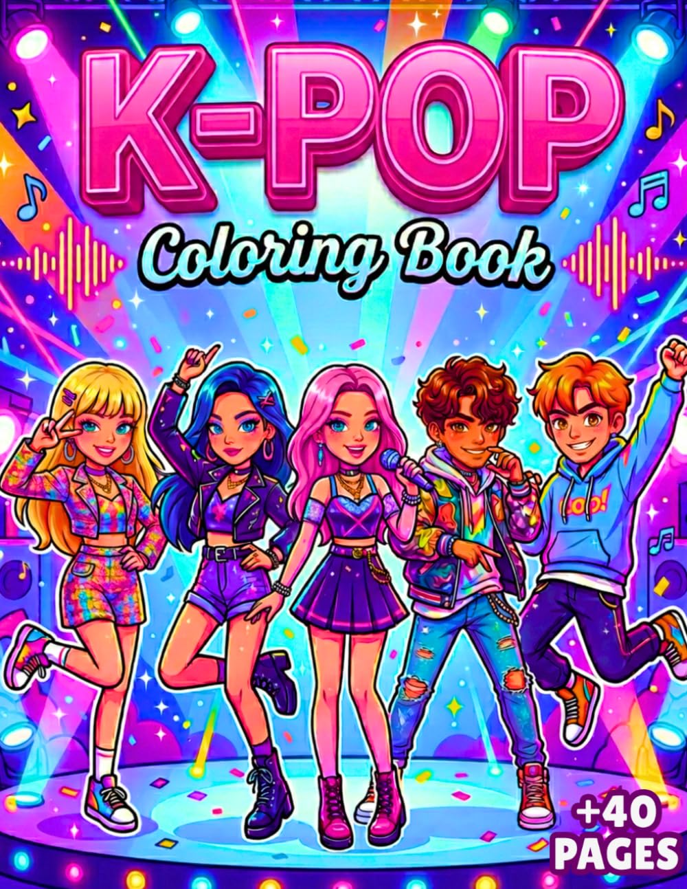 K-Pop Coloring Book: Cute Idol Fashion, Concert Scenes & Backstage Moments , Aesthetic Anime & Kawaii Chibi Style Pages | Great for K-Pop Super Fans, ... Group Poses, Fandom & Detailed Coloring Fun