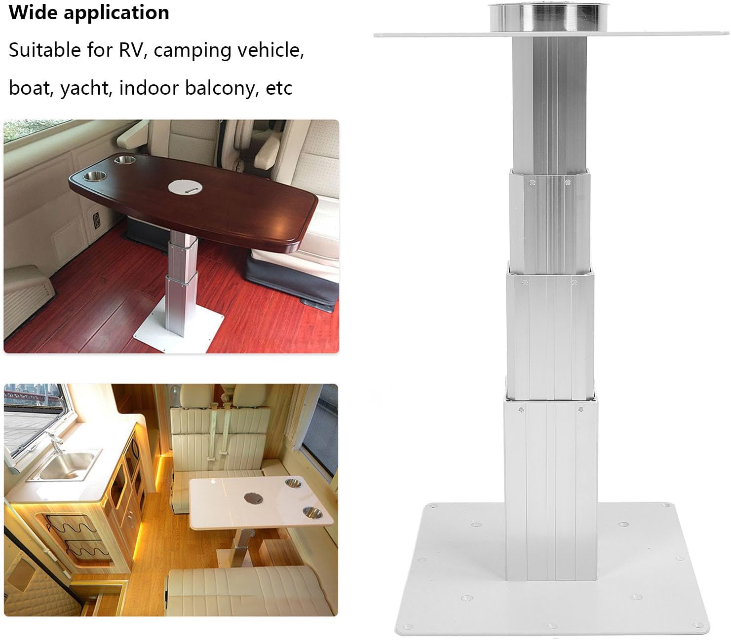 調整可能なテーブルペデスタル取り外し可能なテーブルベース、スタンドレグベースマウントキット240〜650mmボートヨットRVモーター