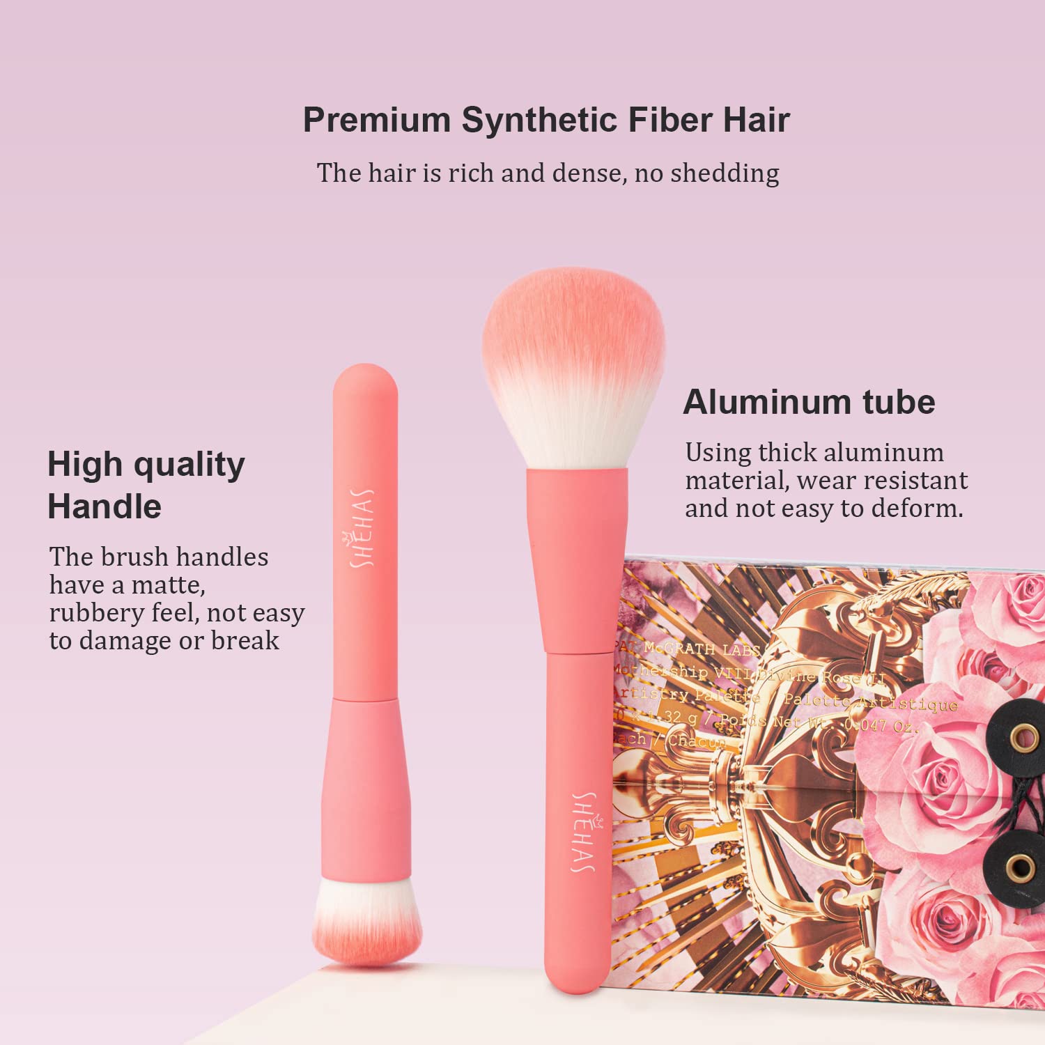 TEXAMO Professional Makeup Brushes for Powder Contour Blush Bronzer Highlighter Blending Foundation Eyeshadow Eyebrow Eyeliner Lip Brush, Makeup Brush Set of 15, Pink