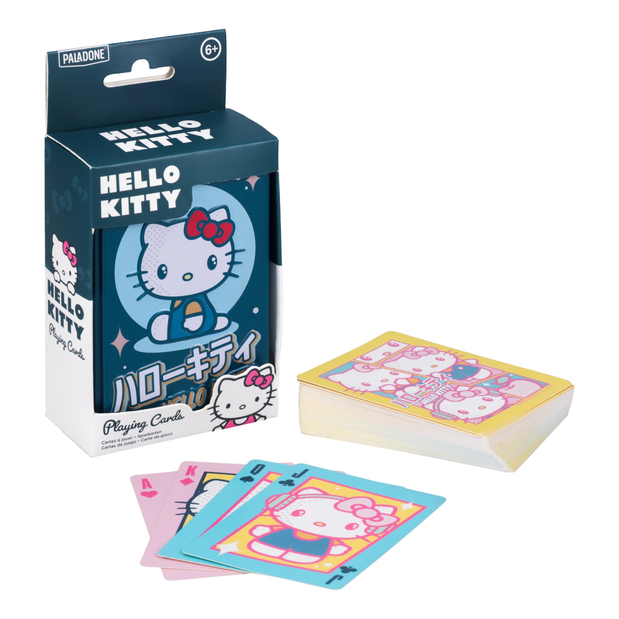 Paladone Hello Kitty Official Licensed Card Gift Set with Playful Collectors Tin, Anime Cartoon Cat Playing Cards Game for Girls and Women