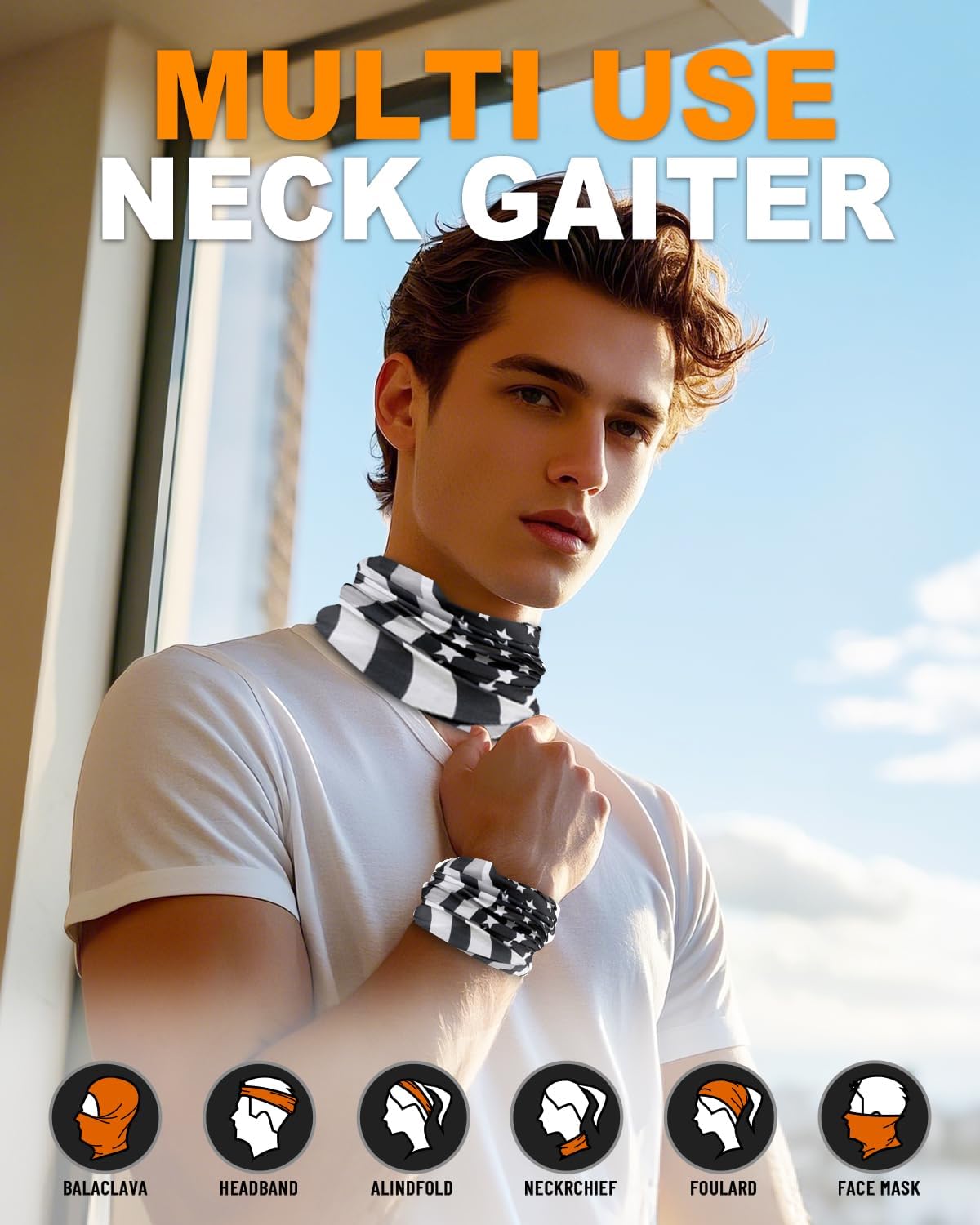 4Pack Neck Gaiter for Men Women Face Cover Mask Head Wrap Balaclava Headwear Bandana Headband Magic Scarf - Image 6