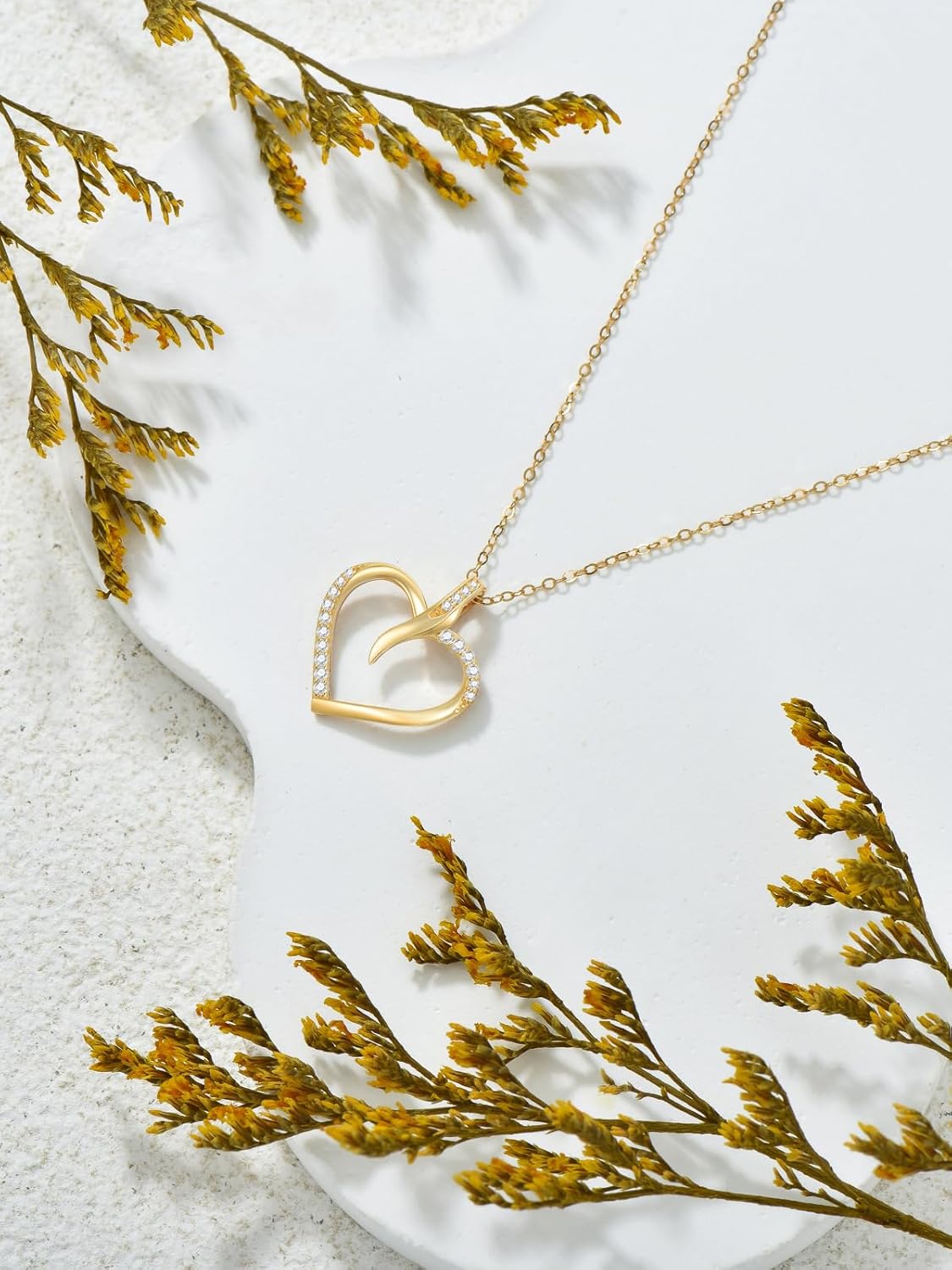 14K Solid Gold Heart/Double hearts/Crystal/Celtic Knot/Y Lariat/Diamond Dainty Hear... - Image 6