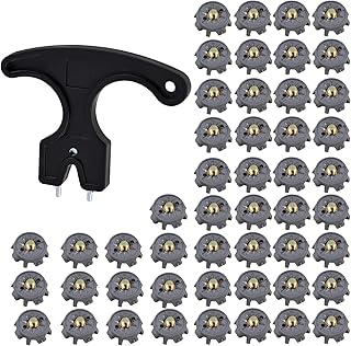 51 Pcs Golf Cleats Set – 50 Golf Shoe Spikes Replacements with 1 Spanner, 6mm Metal Thread Screw Compatible with Cricket Shoes & Footwear
