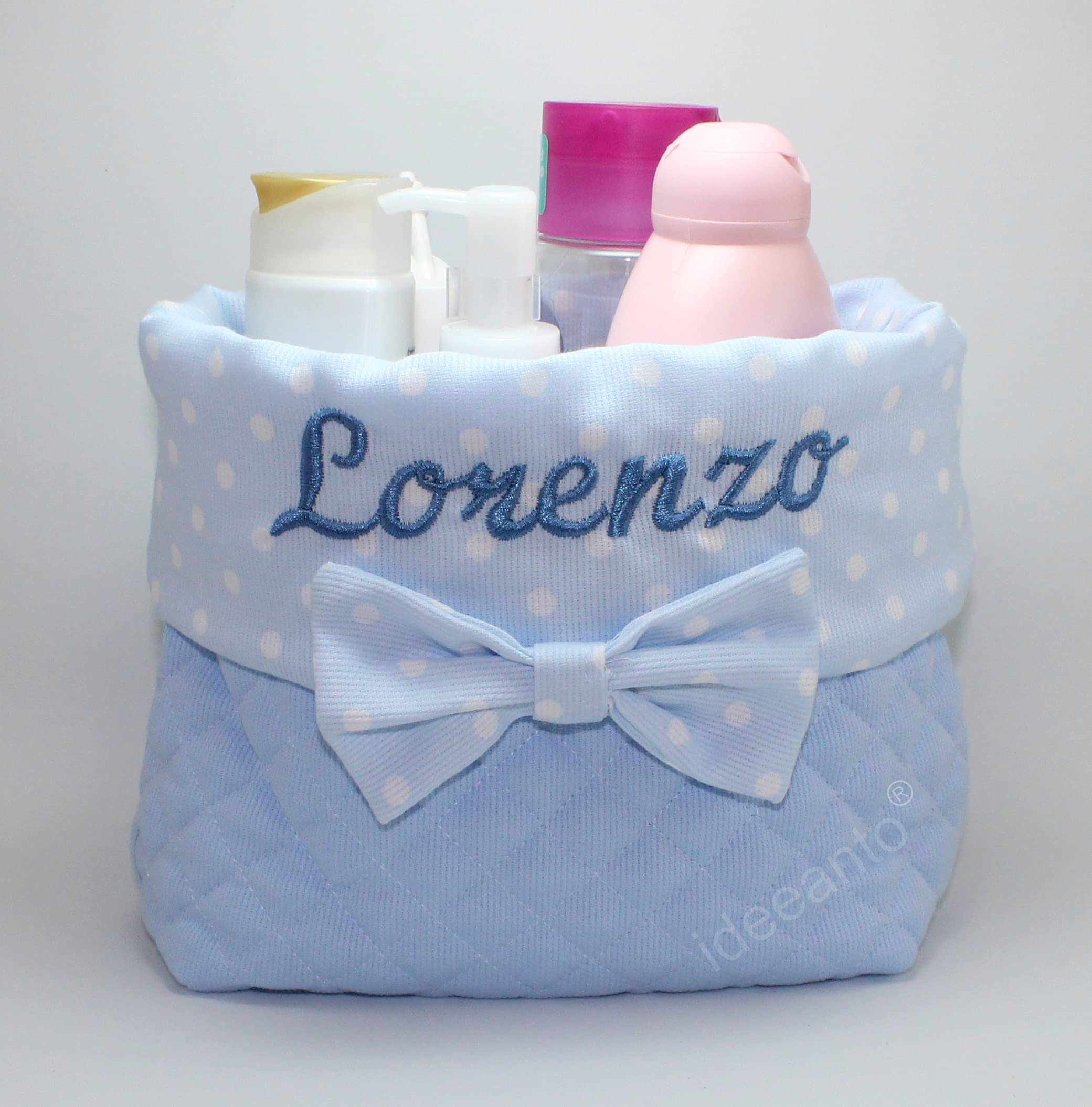 Cesto Nascita Porta prodotti porta oggetti neonato personalizzato con il nome ricamato del tuo bambino/a Made in Italy