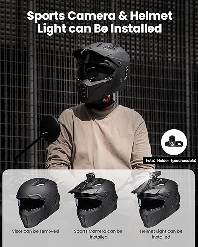 Miniatura 4 de ILM Medio casco de motocicleta de cara abierta 34 para hombres y mujeres, casco retro vintage con visera para ciclomotor, cuatrimoto, crucero,