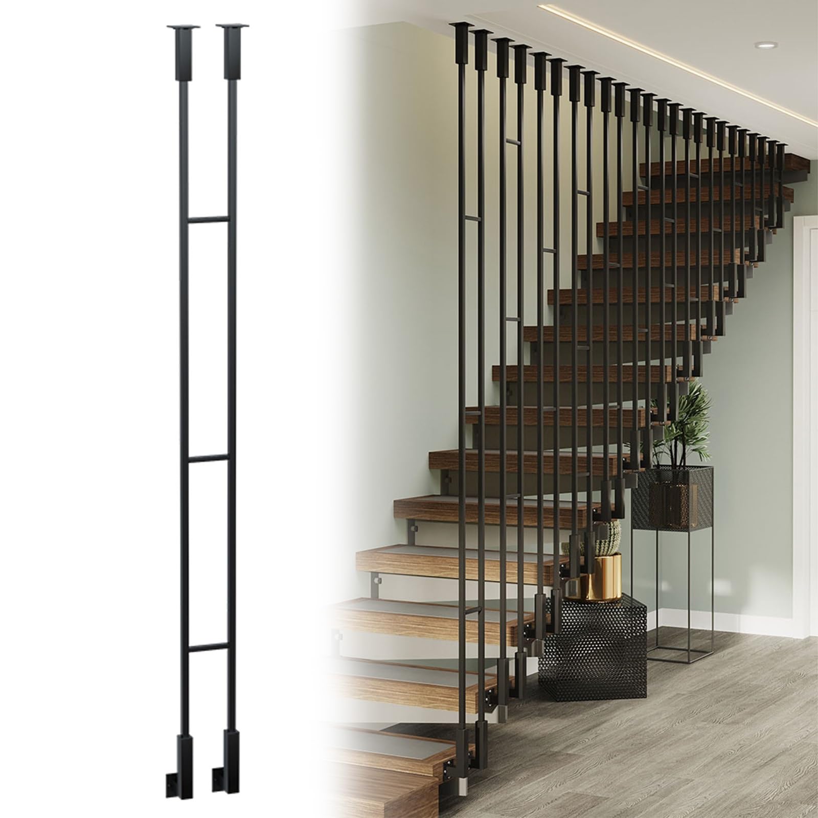 balaustres husillos balaustres de escalera Balaustres De Hierro Para Escaleras Interiores De 50-240 CM De Largo, Husillos De Escalera De Metal Para Lofts De Sótanos, Remodelación De Escaleras De Ofici