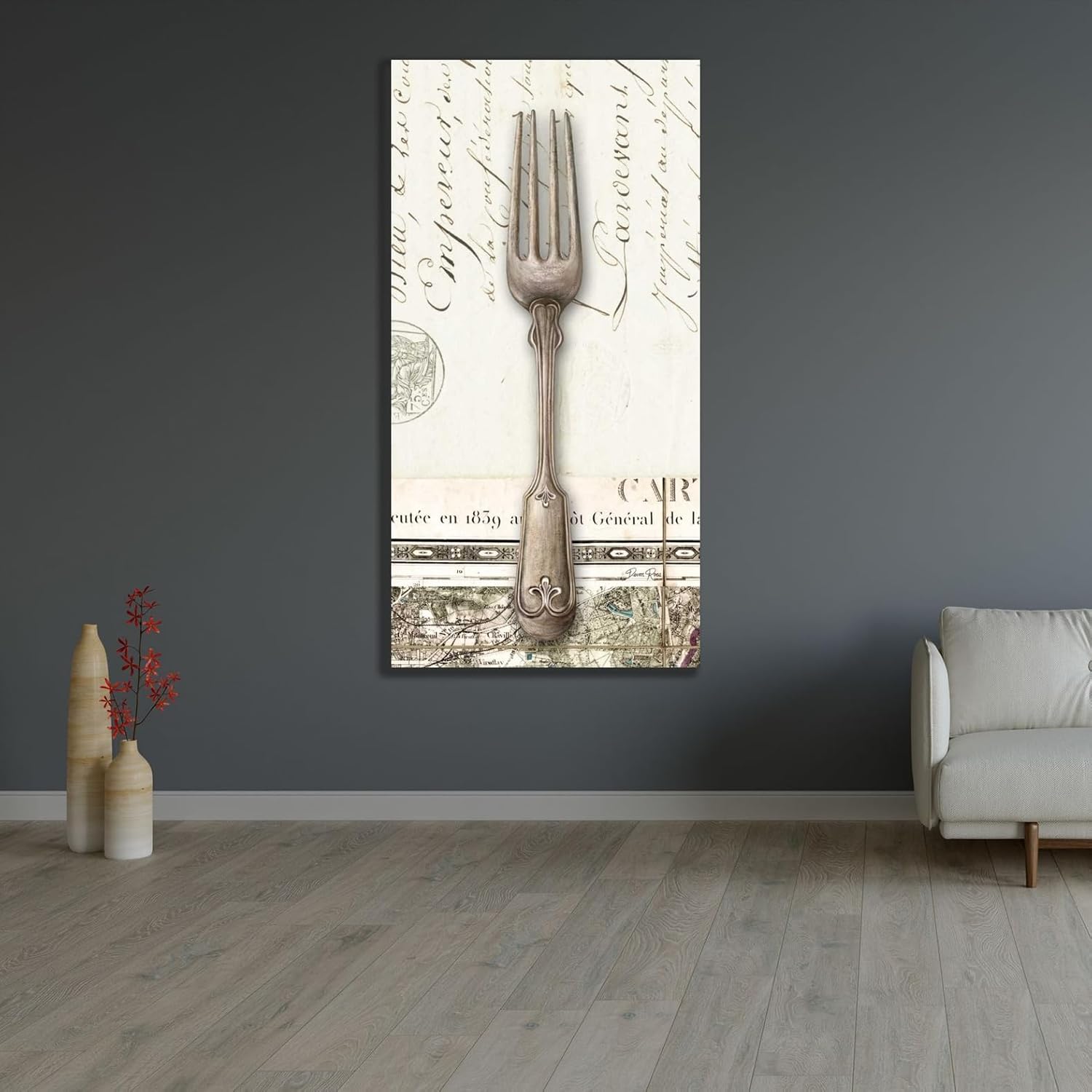 ArtDirect French Cuisine Fork Custom Framed Art Print Giclee Print or Canvas Options with Various Sizes and Customization by Ross, Devon