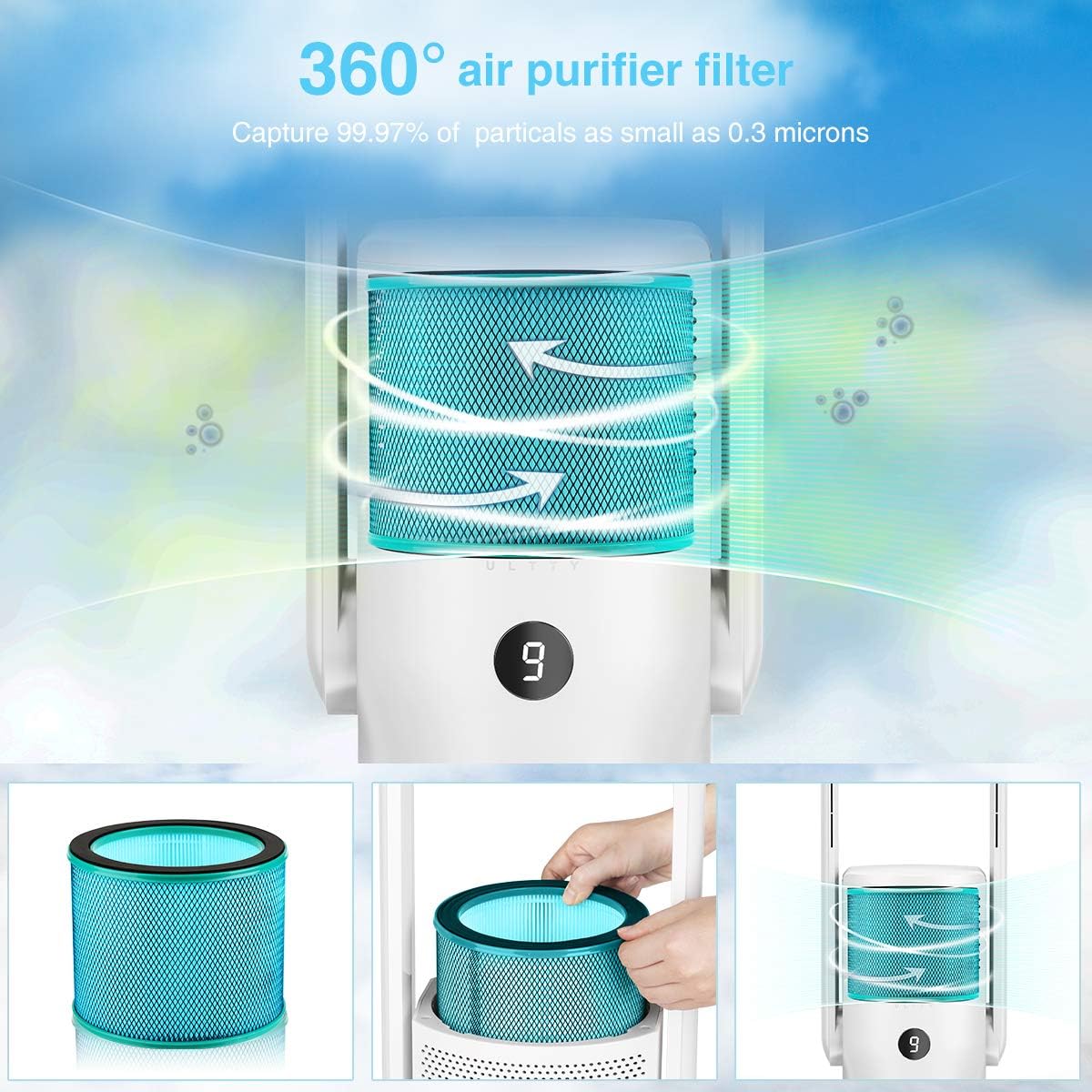 ULTTY H13 HEPA Replacement Filter with Medical Coating, True HEPA Filter For R021/ R020 Purifying Fan, Medium - Image 3