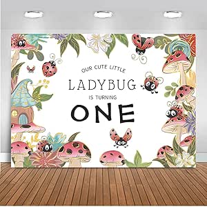 Amazon.com : ANSHUHAI Ladybug Birthday Backdrop Our Cute Little Ladybug ...