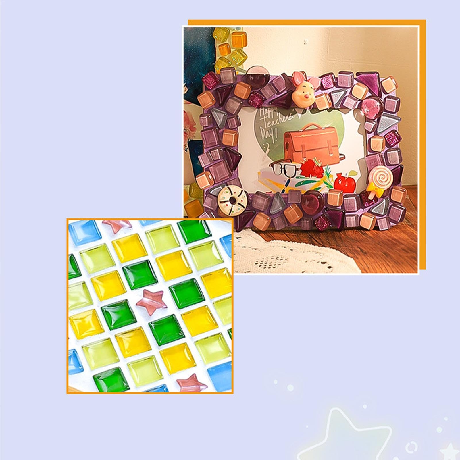 Tessere di Mosaico 1100 Pezzi Forniture Artistiche Miste Colorate | Forniture e Materiali per Mosaico Per progetti fai da te, creazione gioielli e attività per adulti principianti