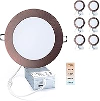 Vista 14 de Iluminación LED empotrable prémium de 4 pulgadas, 5 CCT, ajustable, regulable, empotrable, lámpara de techo con caja de conexiones, 2700-5000K, 9W