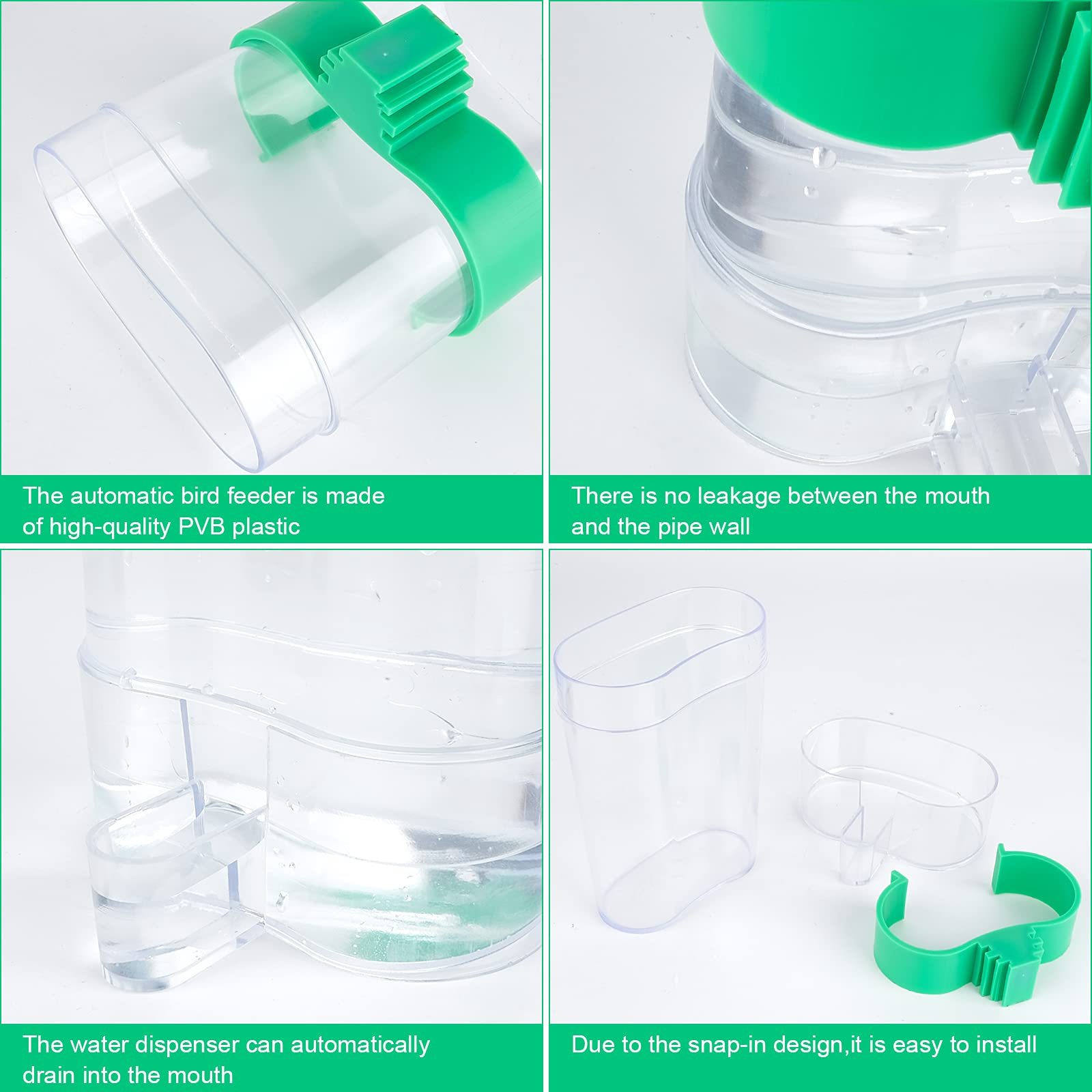 2 Pcs Mangeoires et Abreuvoir Automatique pour Oiseaux - Distributeur d'Eau Transparent pour Perruche, Perroquet, Pigeon - Bouteille en Cage
