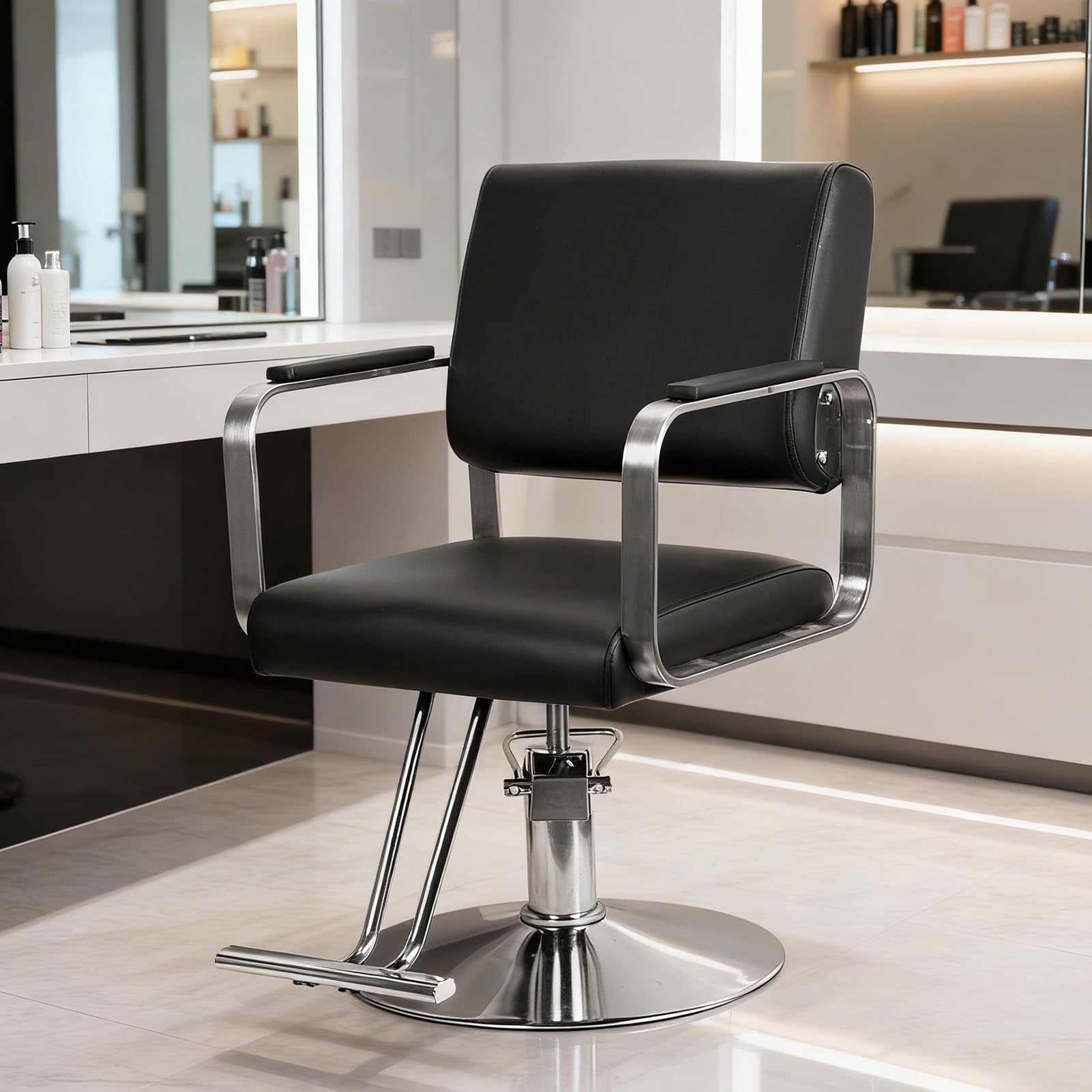 Générique Fauteuil de Coiffure Professionnel à 360° Réglable en Hauteur, Fauteuil de Salon pour Coiffurs, Chaise Barbier Ergonomique 150kg – pour Salon de Coiffure, Barbier, Institut de Beauté