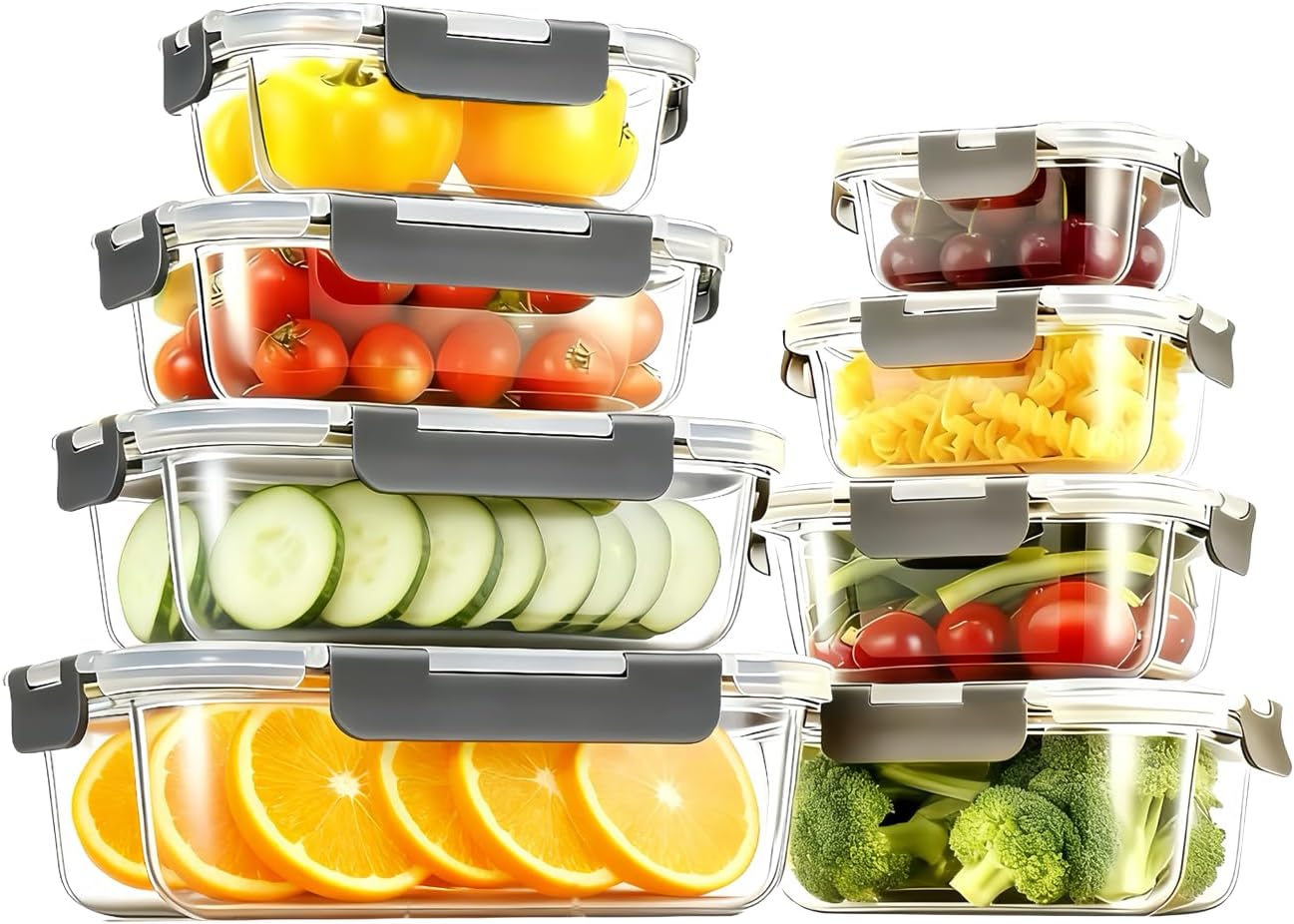 KUMD 50 pièces Contenants hermétiques pour nourriture | Étanches, sans BPA, sûrs au micro-ondes - Organisateurs cuisine garde-manger, préparation repas, congélateur (25 contenants + 25 couvercles) — vue 11